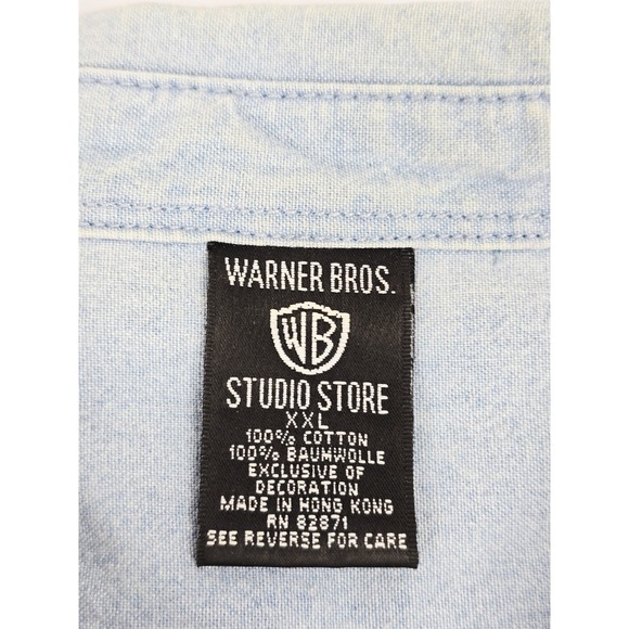 Vintage Looney Tunes‎ Shirt Mens 2XL Denim Warner Bros Bugs Daffy Cartoon 90s - Picture 7 of 12